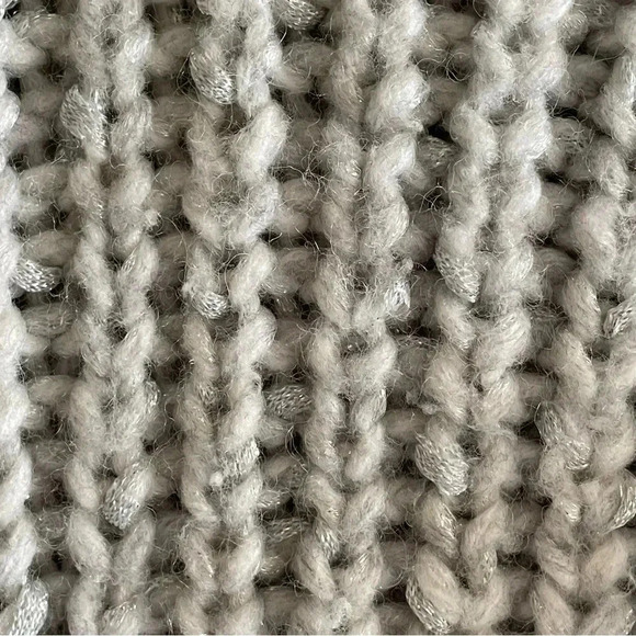 Express Wool Blend Mock Neck Chunky Cable Knit Metallic Threads Women Sweater M - Picture 6 of 8